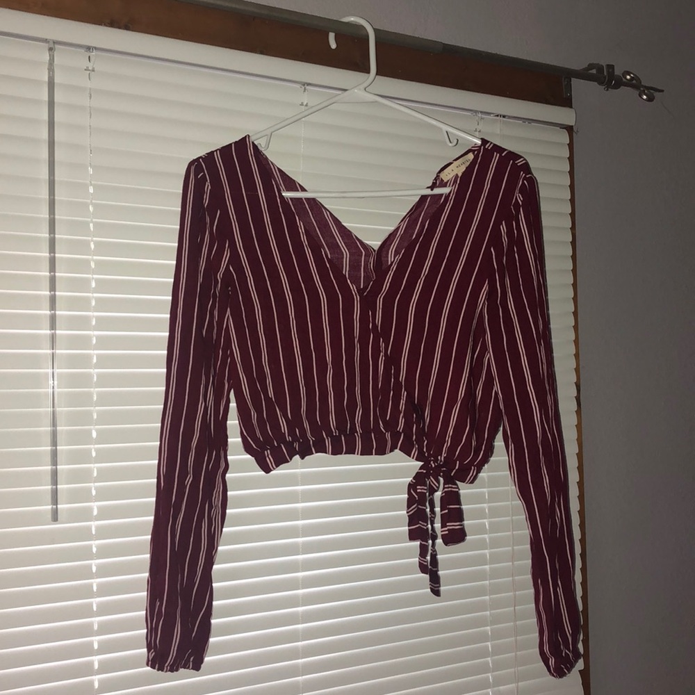 Burgundy and white long sleeve